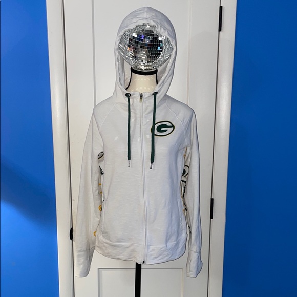 Green Bay Packers Women's White Jacket with Green Bay Packers logos - Picture 1 of 11